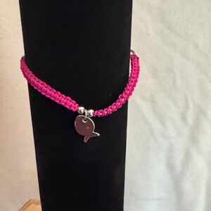 Pink Braided Bracelet with Fish Charm